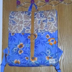 Herschel Backpack Canvas With Leather Closure Floral/Camo Pattern Beautiful!
